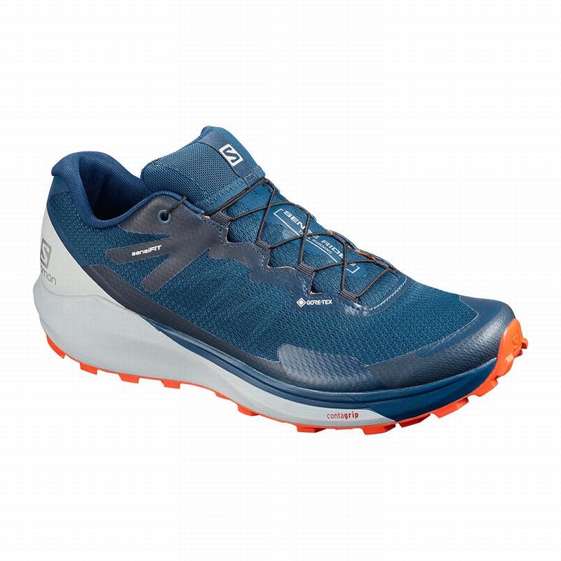 Salomon Israel SENSE RIDE 3 GTX INVIS. FIT - Mens Trail Running Shoes - Navy (NBDS-39017)